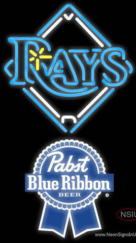 Pabst Blue Ribbon Tampa Bay Rays MLB Real Neon Glass Tube Neon Sign