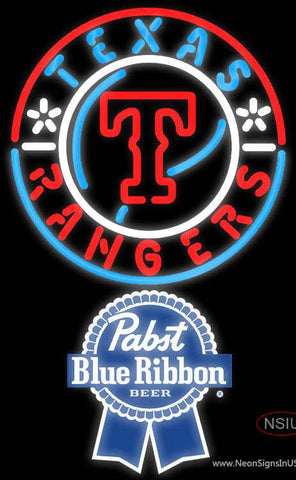 Pabst Blue Ribbon Texas Rangers MLB Real Neon Glass Tube Neon Sign