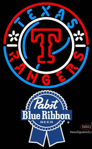 Pabst Blue Ribbon Texas Rangers MLB Neon Sign   