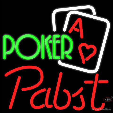 Pabst Green Poker Real Neon Glass Tube Neon Sign x 