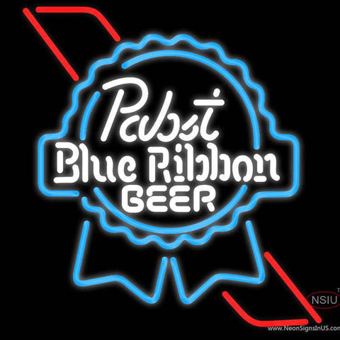 Pabst Sky Blue Red Ribbon Neon Beer Sign 