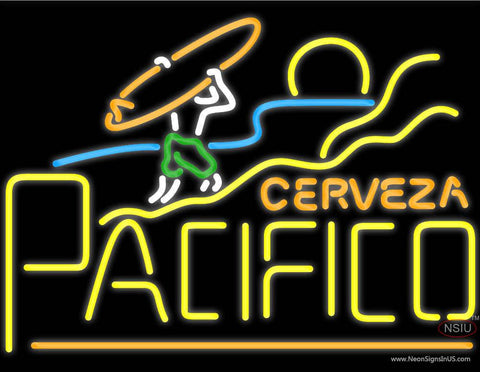 Cerveza Pacifico Surfer Sunset Neon Beer Sign 