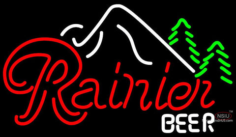 Rainier Evergreen Trees Mountain Neon Beer Sign