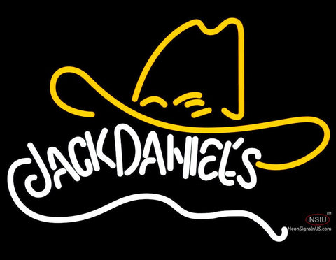Rare Jack Daniels Whiskey Cowboy Hat Neon Sign  