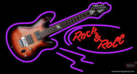 Rock N Roll Electric Guitar Real Neon Glass Tube Neon Sign 