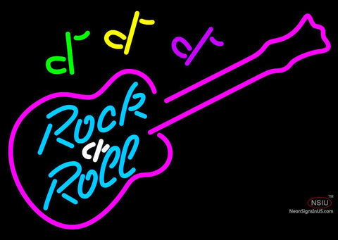 Rock N Roll Guitar Neon Bar Sign 