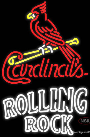 Rolling Rock Double Line St Louis Cardinals MLB Real Neon Glass Tube Neon Sign