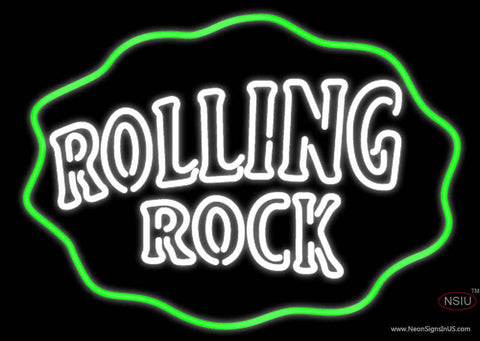 Rolling Rock Double Line Logo With Wavy Circle Real Neon Glass Tube Neon Sign