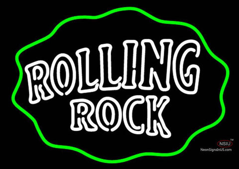 Rolling Rock Double Line Logo With Wavy Circle Neon Sign 