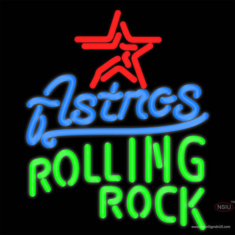 Rolling Rock Houston Astros MLB Neon Beer Sign x 