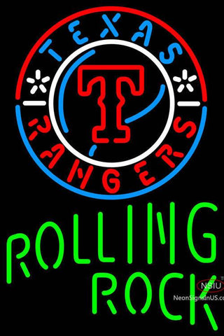 Rolling Rock Single Line Texas Rangers MLB Neon Sign  