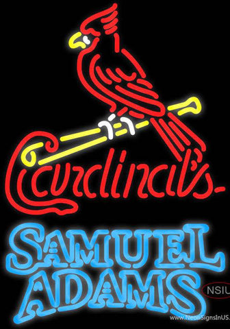 Samual Adams Double Line St Louis Cardinals MLB Real Neon Glass Tube Neon Sign