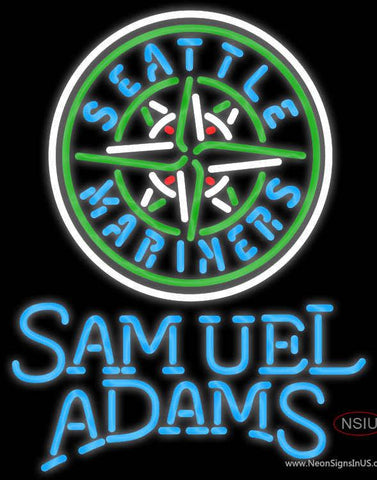 Samual Adams Single Line Seattle Mariners MLB Real Neon Glass Tube Neon Sign 