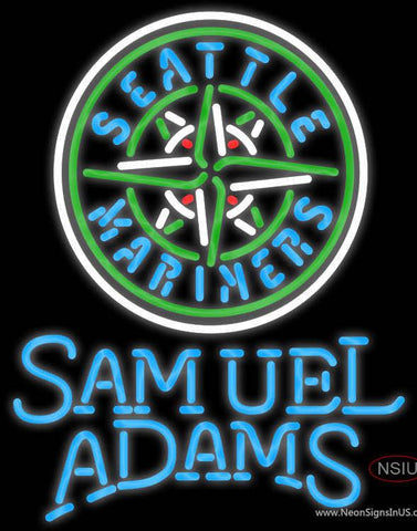 Samual Adams Single Line Seattle Mariners MLB Real Neon Glass Tube Neon Sign