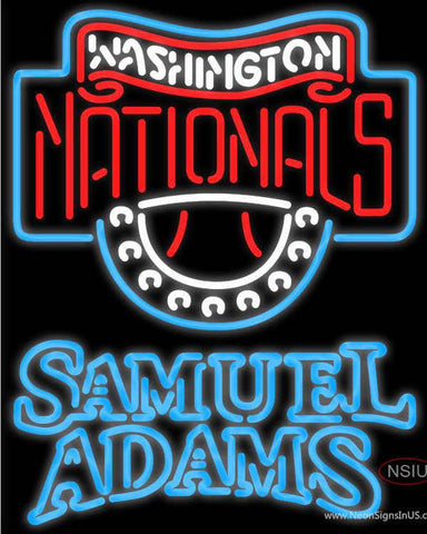 Samuel Adams Double Line Washington Nationals MLB Real Neon Glass Tube Neon Sign