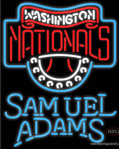 Samuel Adams Single Line Washington Nationals MLB Real Neon Glass Tube Neon Sign 