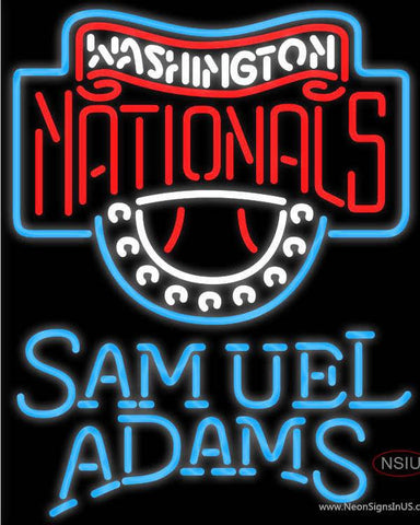 Samuel Adams Single Line Washington Nationals MLB Real Neon Glass Tube Neon Sign