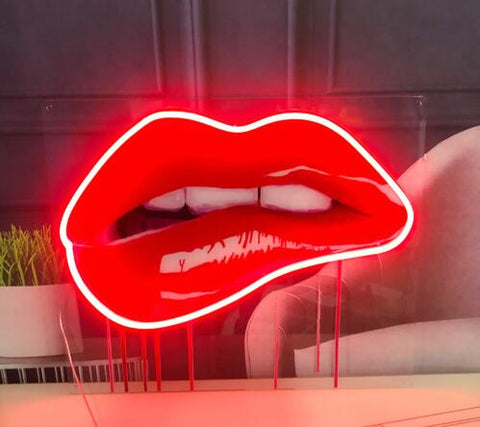Sara Pope lips Handmade Art Neon Sign 