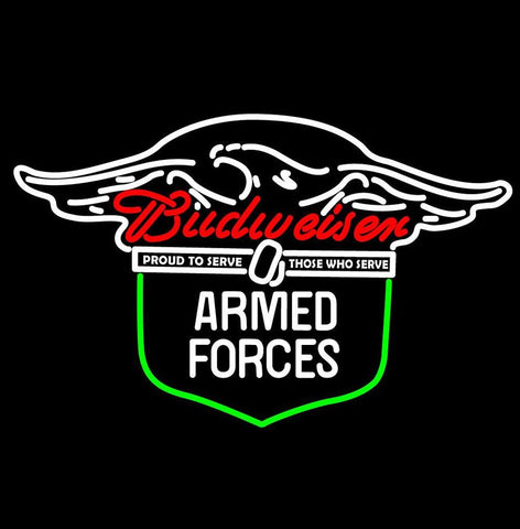 Budweiser Proud To Serve Who Serve Armed Forces Budweiser Neon Sign
