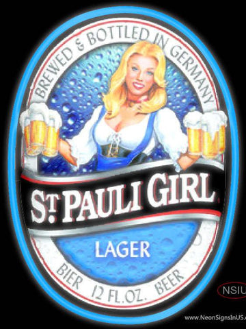 St. Pauli Girl Classic Label Real Neon Glass Tube Neon Sign