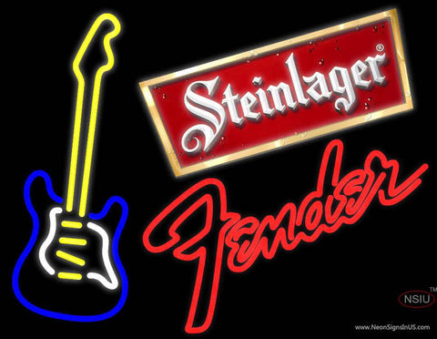 Steinlager Backlit Logo Fender Guitar Real Neon Glass Tube Neon Sign 