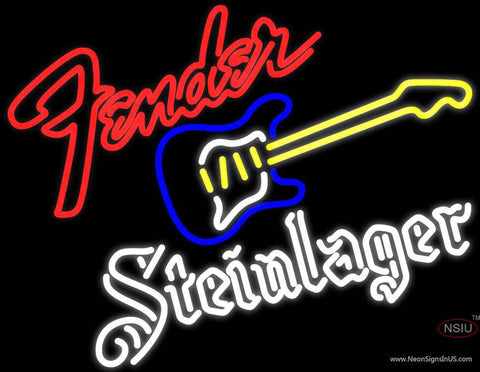 Steinlager Fender Guitar Logo Real Neon Glass Tube Neon Sign 