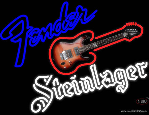 Steinlager Fender Guitar Real Neon Glass Tube Neon Sign 