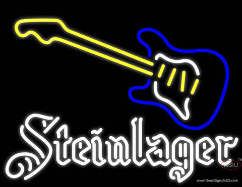 Steinlager White Guitar Real Neon Glass Tube Neon Sign 