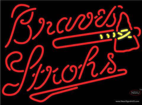 Strohs Atlanta Braves MLB Beer Real Neon Glass Tube Neon Sign 