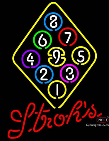 Strohs Ball Billiards Rack Pool Neon Sign  