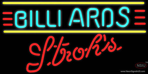 Strohs Billiards Text Borders Pool Real Neon Glass Tube Neon Sign  7