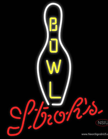 Strohs Bowling Real Neon Glass Tube Neon Sign