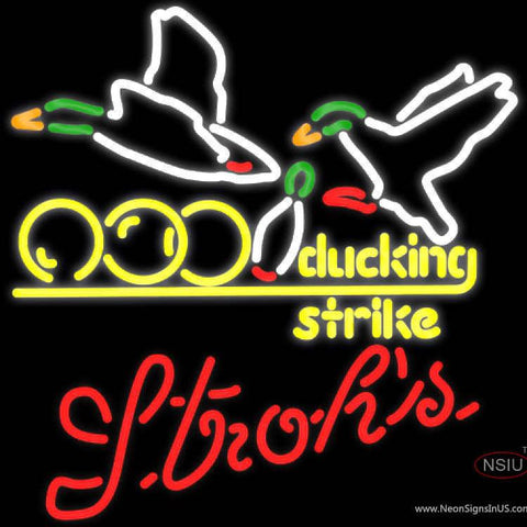 Strohs Bowling Sucking Strike Real Neon Glass Tube Neon Sign