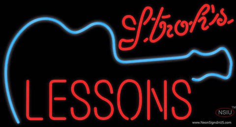 Strohs Guitar Lessons Real Neon Glass Tube Neon Sign 