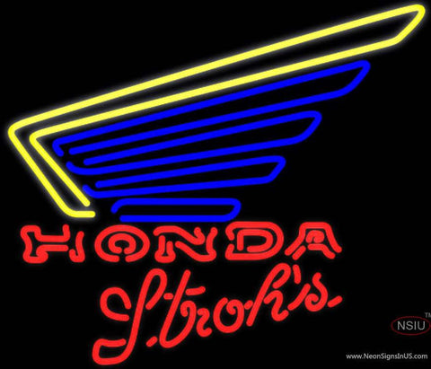 Strohs Honda Motorcycle Gold Wing Real Neon Glass Tube Neon Sign 