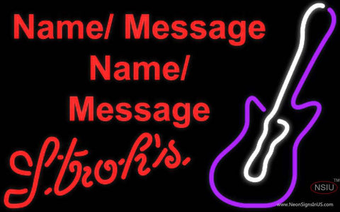 Strohs Violet Guitar Real Neon Glass Tube Neon Sign 