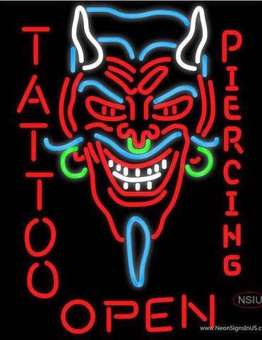 Devil's Head Tattoo/Piercing Real Neon Glass Tube Neon Sign