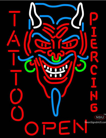 Devil's Head Tattoo/Piercing Neon Sign