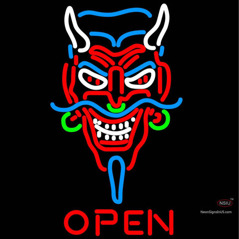 Devils Head Open Neon Sign