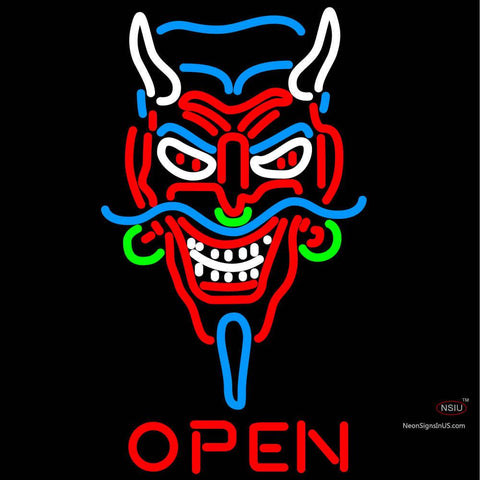 Devils Head Open Neon Sign 