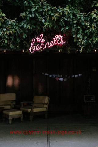 The Bennetts Wedding Home Deco Neon Sign 