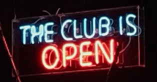 the club is open neon sign 