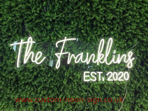 The Franklins Est 2020 Wedding Home Deco Neon Sign