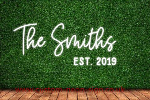 The Smiths Est 2019 Wedding Home Deco Neon Sign 