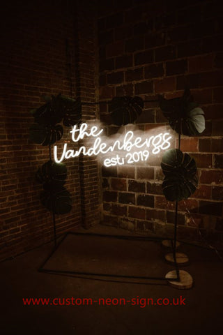 The Vandenbengs Est 2019 Wedding Home Deco Neon Sign 