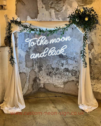 To The Mooon And Back White Wedding Home Deco Neon Sign