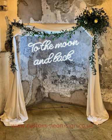 To The Mooon And Back White Wedding Home Deco Neon Sign 
