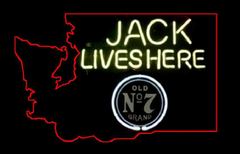 Professional Jack Lives Here Washington state neon sign