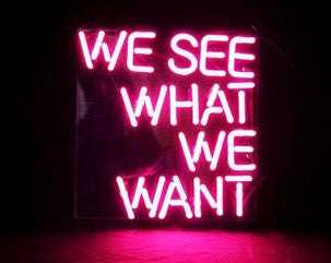 We see what we want neon sign