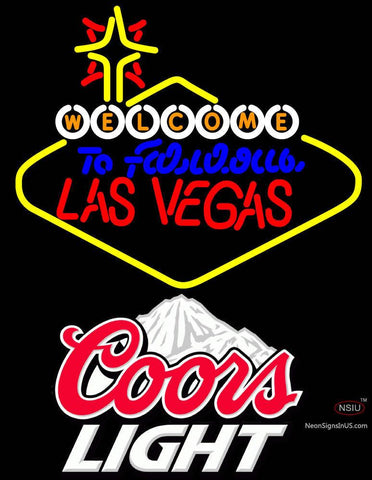 Welcome To Las Vegas Coors Light Mounted Neon Sign  